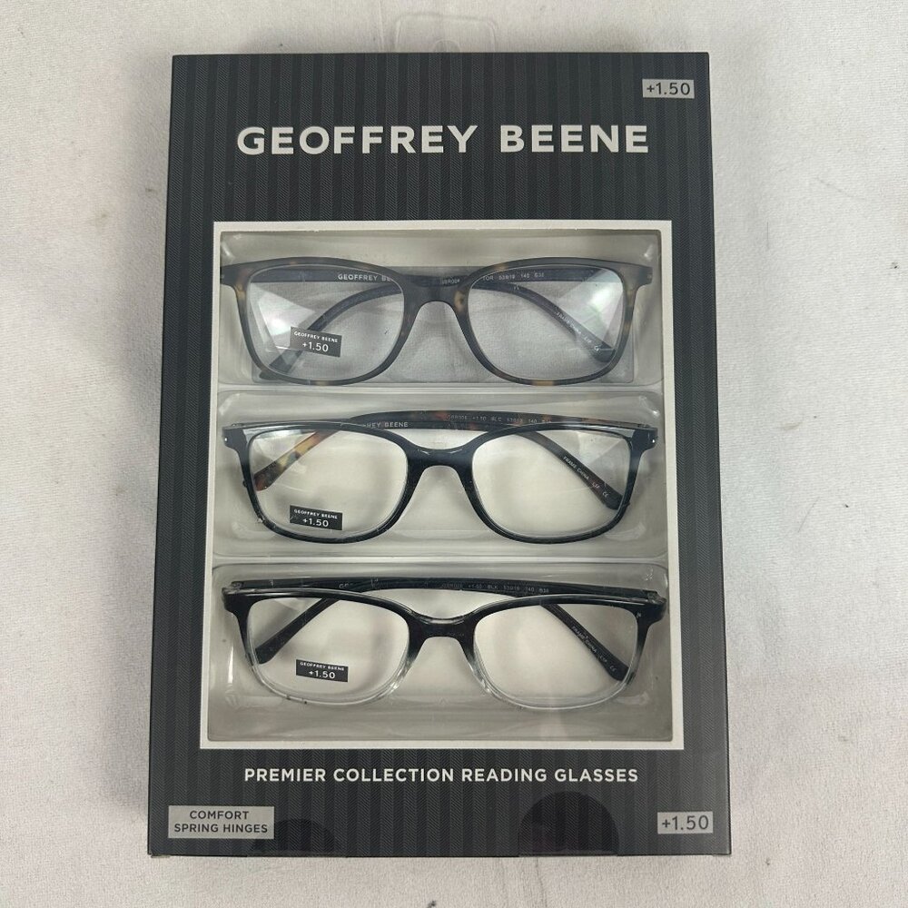 Geoffrey Beene Premier Collection Reading Glasses 3 Pair +1.50 Aspheric Lenses